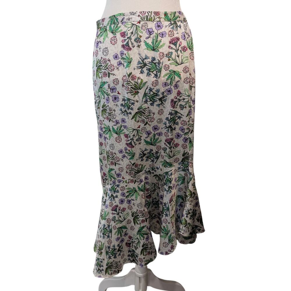 Jessica Russell Flint Celia's Garden Spring Bias Cut Silk Skirt Small